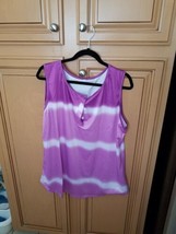 Women&#39;s Verigated Purple Sleeveless Striped Top, Size 5XL - $19.00
