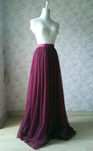 Burgundy Floor-length Tulle Skirt Outfit Bridesmaid Plus Size Tulle Skirt image 3