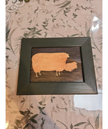 Vintage WARREN KIMBLE Framed Folk Art Wool Gathering Sheep Green Framed ... - $24.50 CAD