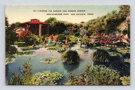 Chinese Tea Garden and Sunken Garden San Antonio Texas TX UNP Linen Postcard O4 - £3.06 GBP