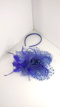 Blue Women Fascinators Hats Cocktail Tea Party Hat Headband Flower Feather Clip - £10.87 GBP