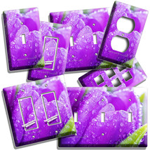 Purple Tulip Flowers Dew Drops Light Switch Outlet Wall Plates Floral Room Decor - £14.14 GBP+