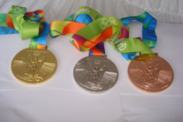 2016 Rio Olympic Medals: Set (Gold/Silver/Bronze) with Silk Ribbons &amp; Di... - £70.88 GBP