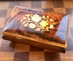 Vintage Music Box Inlaid Wood Intarsitalia Italy Sankyo japan movement  ‘memory’ - £27.37 GBP
