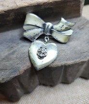 WWII Sweetheart Vintage 1940s Sterling US Navy Heart Locket Bow Pin Broo... - £71.05 GBP