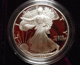 1993-S Proof Silver American Eagle 1 oz coin w/box &amp; COA - 1 OUNCE - £66.86 GBP