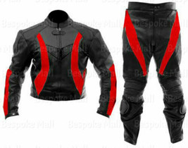New Men&#39;s Motorcycle Racing Real Cowhide Leather Two Piece Suit Safety Pads-897 - £319.73 GBP