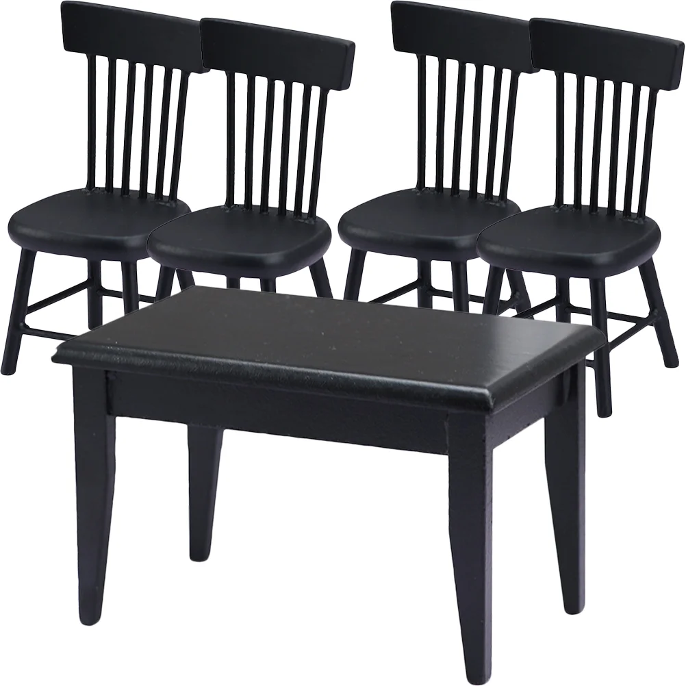 5 Pcs Mini Dining Table 1/12 Scale Figure Accessories Tiny House Furniture - £29.15 GBP