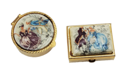 Vintage Italian Pill Boxes Lot (2) – Porcelain Top – Rococo Style, Made ... - $637.02 MXN