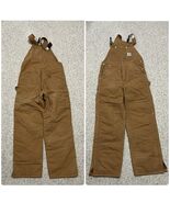 Vintage Carhartt Overalls Mens 36x32 Brown Quilt Lined Double Knee USA U... - $99.00