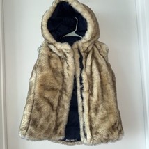 Vintage Y2K Juicy Couture Reversible Faux Fur Hooded Vest Jacket Navy Sm... - $135.00