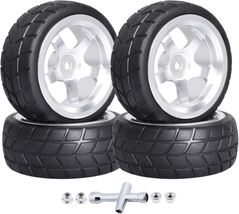 Preglued OD 2.56&quot; 12Mm Hex Aluminum Wheel Rims &amp; Rubber Tires for RC - £61.86 GBP