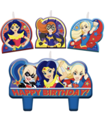 New DC SUPERHERO 4-Pack Girls BIRTHDAY CANDLE SET 3 Small 1 Large Comic ... - £5.07 GBP