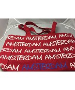 Robin Ruth Amsterdam Red White Canvas Zipper Closure Tote Bag Weekend Ca... - £23.62 GBP