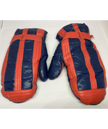 Vintage Retro Mittens Down Filled Blue Red Stripe Van Raalte Womens One ... - $33.63 CAD