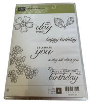 Stampin Up Cling Rubber Stamps Birthday Blossoms Best Day Ever Celebrate... - $6.99