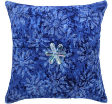 Tooth Fairy Pillow, Blue, Daisy Shadow Print Fabric, Flower Bead Trim fo... - $4.95