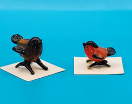 2 Handblown Glass Birds Tiny Miniature Mini Micro Blown Glass Figurines - $9.49