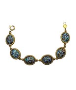Vintage Accessocraft NYC Gold Tone Multicolor Porcelain Oval Stone Brace... - $67.82 CAD
