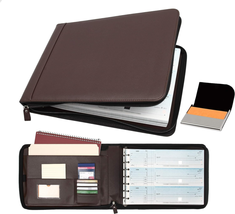 2Fold Zippered Business Check Binder 7 Ring for 3-Up Business Size Checks with E - $45.68