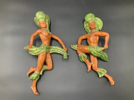 Ceramic Wall Art Bejeweled Dancer Figures - AZTEC or MAYAN theme - about 14&quot; - £22.94 GBP