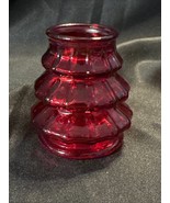Anchor Hocking Ruby Red Glass Mini Vase 2.75” Tiered Ruffle Vintage Bud ... - $23.25 CAD