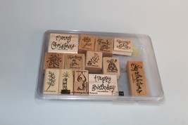 STAMPIN UP A GREETING FOR ALL REASONS SET OF 14 WOOD RUBBER STAMPS - £5.44 GBP