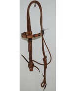 Pioneer Horse Tack 3852 Leather Headstall Reins Black Decorative Lacing - £60.27 GBP