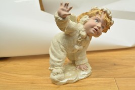 Cherub Figurine Waving Has Some Glitter - £15.81 GBP