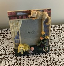 Window Cat Themed Resin Photo Frame Desktop Easel Back 5 x 7 Holds 3 x 4... - $5.49