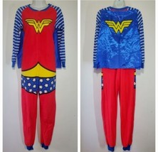 Wonder Woman Size S PJs Footie Pajamas Hero Fleece Long Sleeve WW84 DC C... - £18.50 GBP