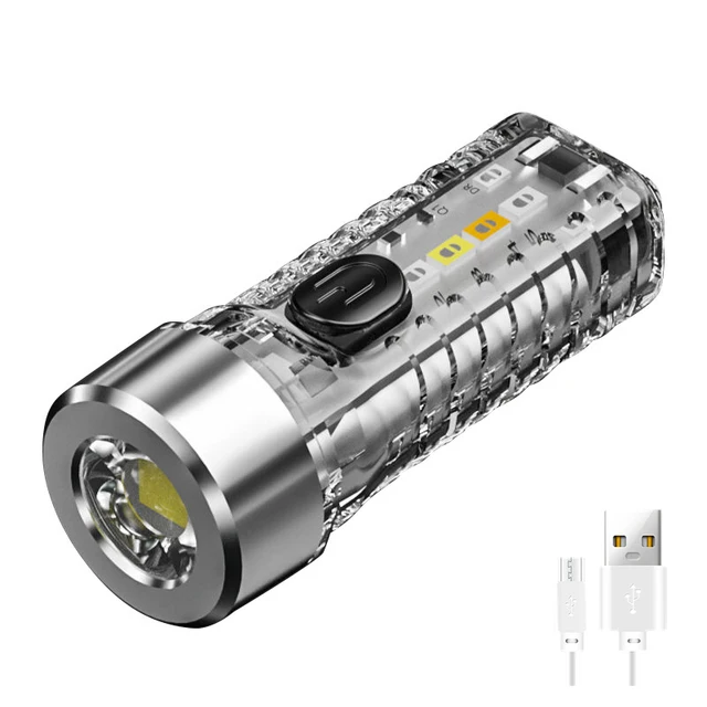 Mini Keychain Flashlight USB Fast Charging Led Lights Waterproof Pocket Lamps Ou - £60.24 GBP