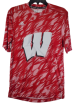 Wisconsin Badgers Adidas Red Climalite Performance Training Tee Shirt-Red,Small - £33.90 GBP