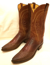 Lucchese 1883 Men&#39;s Western Boots Sz-9.5D Brown Embroidered Leather - £197.52 GBP