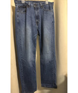 76B Levis 505 Men&#39;s Denim Blue Regular Fit Straight Leg Jeans 36x32 - £9.87 GBP