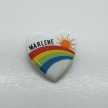 Vintage Heart With Rainbow &amp; Sun Marlene 1&quot; Lapel Hat Pin - £4.24 GBP