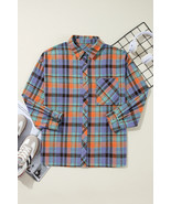 Orange Plaid Print Pocket Loose Shirt - $4,109.93 MXN
