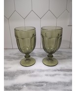 Libbey Gibraltar Olive Green Goblets Set, Vintage Glassware Pair, Mid-Ce... - $420.20 MXN