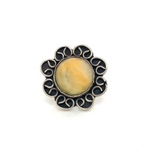Vintage Sterling Sign Silver Made Mexico Swirl Overlay Yellow Quartz Ring 6 1/2 - £31.82 GBP