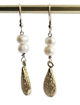 Dangle Freshwater earrings 18k Gold Plated Magick Glamorous Lifestyle Sp... - £25.25 GBP