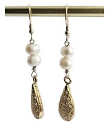 Dangle Freshwater earrings 18k Gold Plated Magick Glamorous Lifestyle Sp... - £25.35 GBP