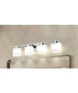 4-Light Chrome Bathroom Light Fixture, 34” Vanity Light with Milky Glass... - $98.93
