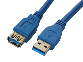 2 X Premium Quality Blue 6Ft 6Feet USB 3.0 A Male to Female Extension Cable Cord - £11.78 GBP