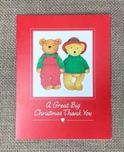 Vintage Current Christmas Teddy Thank You Card Blank Inside Holiday Festive - $2.38