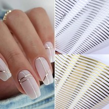 Lines Stripe 3D Nail Sticker Geometric Waved Heart Self Adhesive Slider Papers  - $3.99