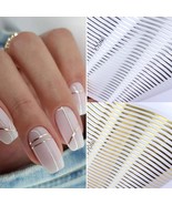 Lines Stripe 3D Nail Sticker Geometric Waved Heart Self Adhesive Slider Papers  - £3.11 GBP