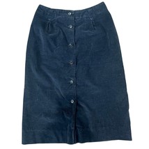 Vintage Button Front Navy Blue Corduroy Skirt Knee Length Size S Norman ... - $22.27