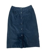 Vintage Button Front Navy Blue Corduroy Skirt Knee Length Size S Norman ... - $30.32 CAD