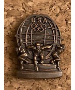 Vintage USA Olympic Bronze Globe Hat Lapel Pin Aminco 36 USC 220506 - $4.20