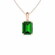 ANGARA Lab-Grown Emerald Solitaire Pendant Necklace in 14K Gold (9x7mm,2.25 Ct) - £1,050.66 GBP